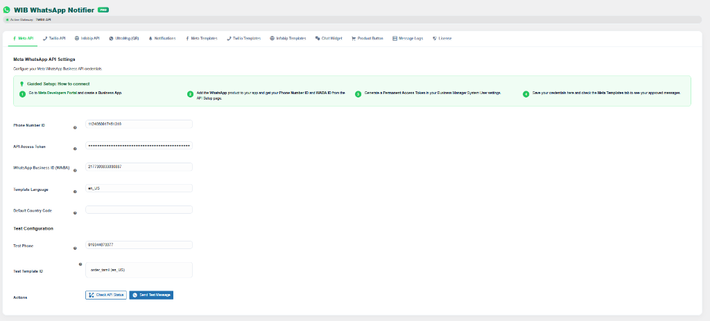 Meta API Settings