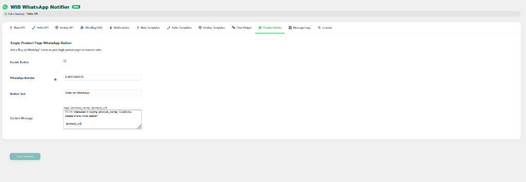 Single Product Page Button Configuration